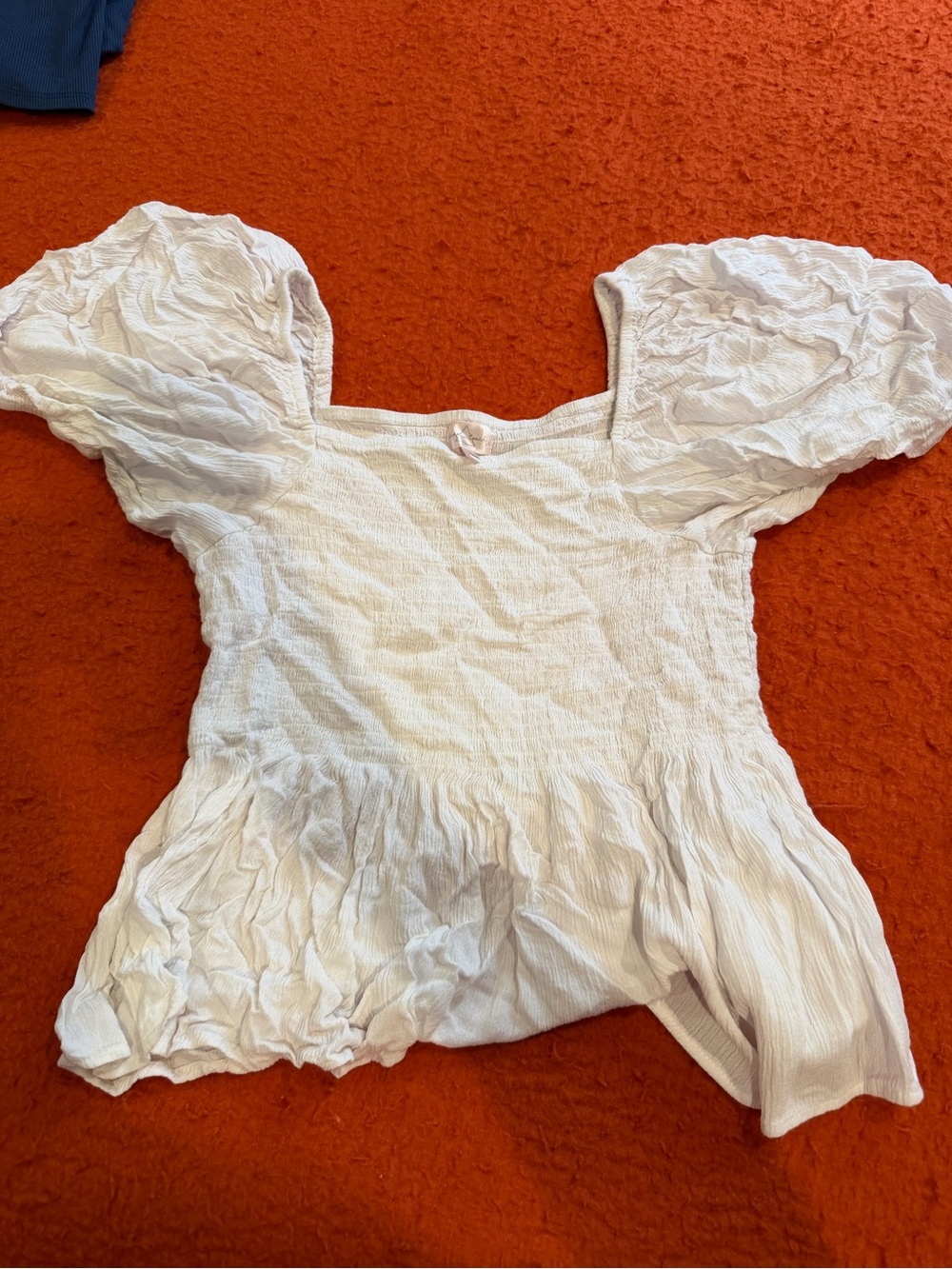 Women’s White Puff Sleeve Smocked Blouse
